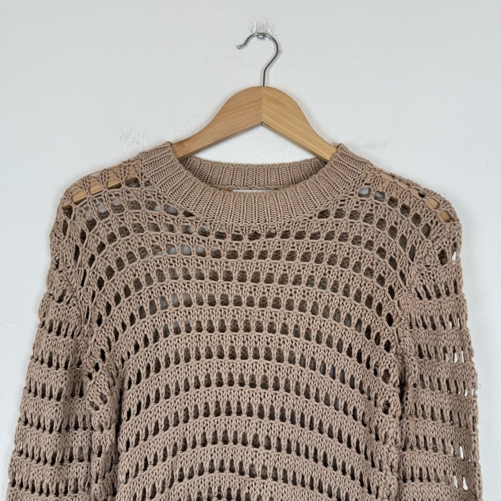 Sablyn Mariella Open Knit Cotton/Silk/Cashmere Blend Sweater Camel Sand - Picture 4 of 7